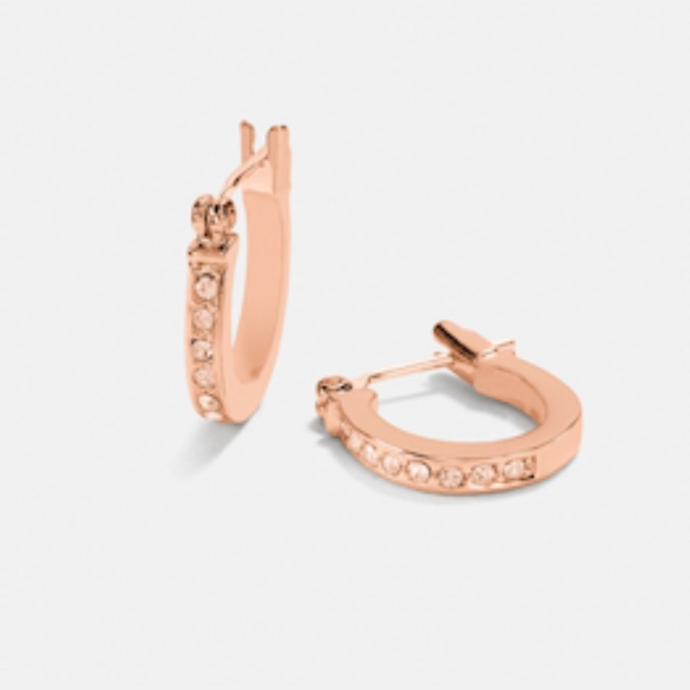 Coach Pave Signature Huggie Earrings - Picture 2 of 2